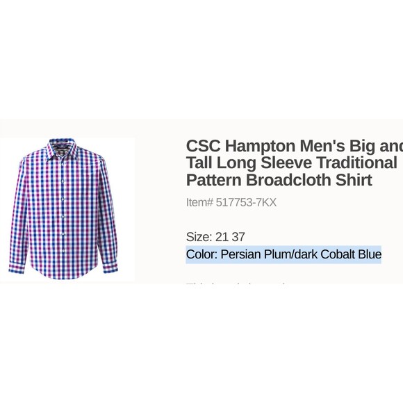 lands end Men's Big and Tall Long Sleeve classic dress shirt 21 x 37 new blue 4x - Picture 3 of 3